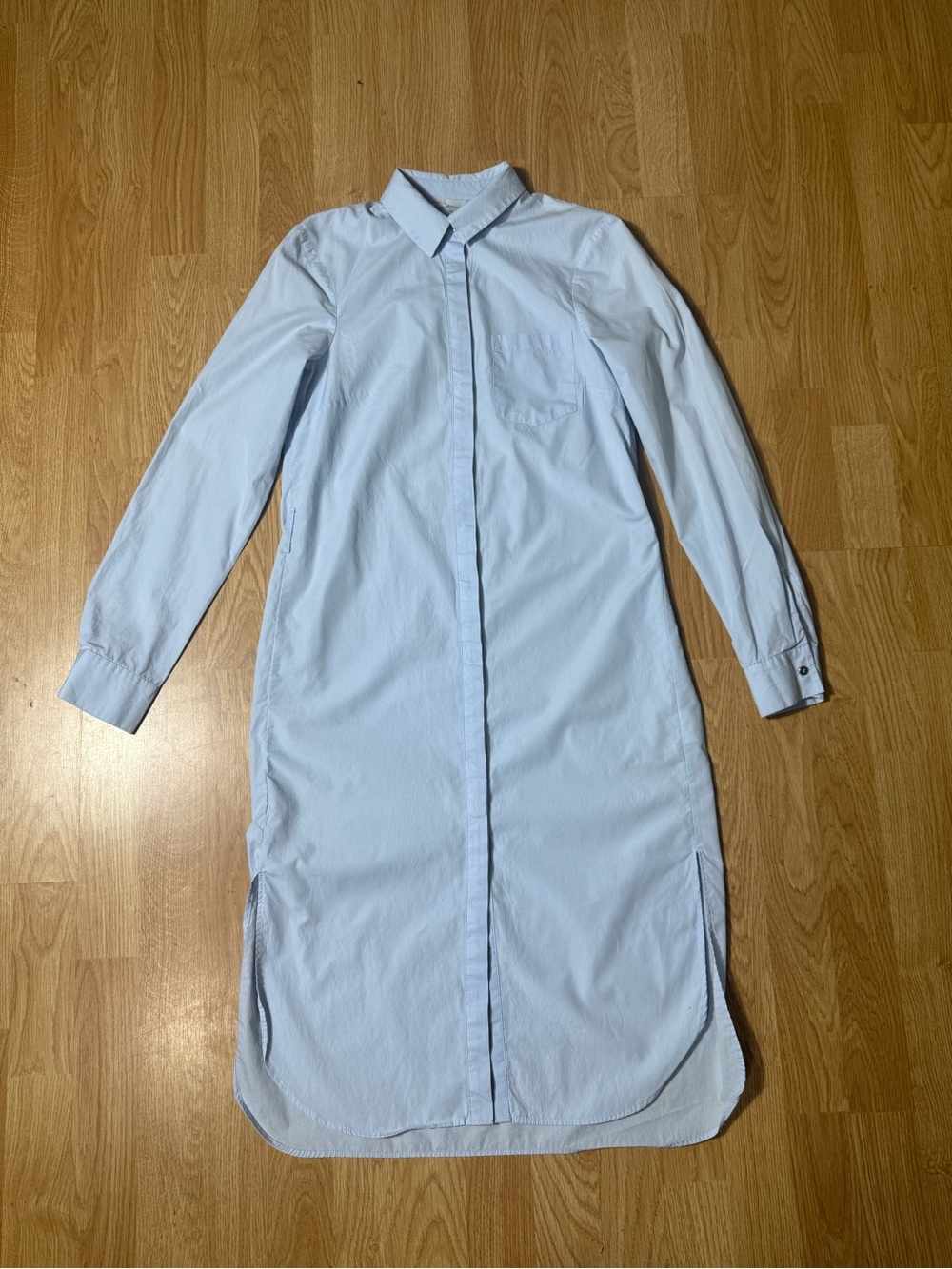 H&M Women’s Light Blue Long Sleeve Cotton Shirt Dress - Size 2 - Picture 2 of 16